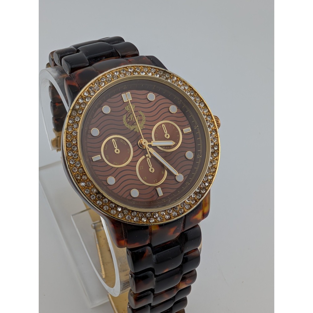 Premier Designs‎ Watch Women 38mm Case Tortoiseshell 6.5" Band- New Battery